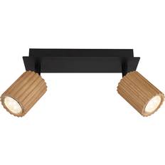 Holz Spotlights Globo Lighting Deckenstrahler Metall 25,5 cm L Schwarz Holz Braun Spotlight