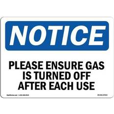 SignMission Osha Notice Sign Please Ensure Gas