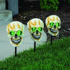 Slopehill Outdoor Halloween Skulls Pathway Markers Lights 3 pcs