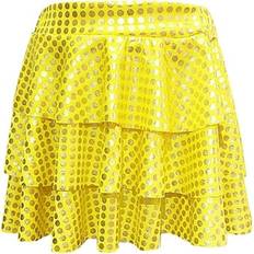 Gold Skirts Children's Clothing PEASKJP Girls Sparkly Metallic Mini Skirt - Gold