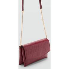 Mango Croc-Effect Flap Bag - Cherry