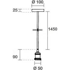 Grøn-Bronze Lampefatning med Roset og 150 cm E27 Pendel