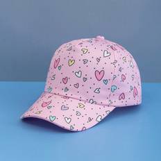 Girls Caps Shein Kid's Heart Printed Baseball Cap - Pink