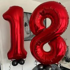 Red Foil Balloons Shein 32-Inch Red Foil Number Balloon Set