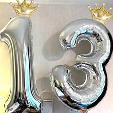 Silver Foil Balloons Shein 40-Inch Large Crown Number Balloons 1/2pcs