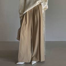 Women's Loose Pleated Casual Pants - Solid Color