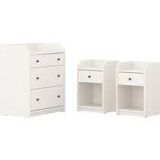 IKEA HAUGA Sovrumsmöbler Set Om 3 Vit Sängbord