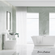 Toilets Swiss Madison St. Tropez One-Piece 14" Rough-In 1.28 Gpf Left Flush Elongated Toilet In Glossy White 27.5" x 16.0" x 30.5" (27.5" x 16.0" x 30.5"
