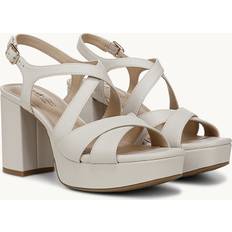 Fabric Heeled Sandals Life Adrianna Dress Sandals - Bone Faux Leather