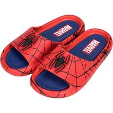 Red Slides Spider-Man Webbed Logo Cloud Comfort Foam Slide Sandals - Red