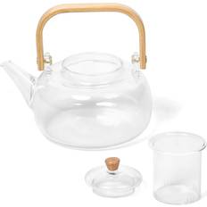 Whole Housewares Glass with Infuser with Bamboo Lid Teapot