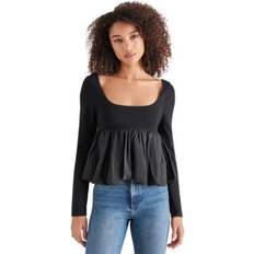 L - Men Blouses Steve Madden Avielle Long Sleeve Peplum Top - Black