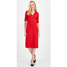 Anne Klein Rib Button Front A-Line Dress