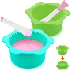 Hair Removal Trianu 2 Pack Silicone Wax Warmer Bowl Reusable Wax Warmer Silicone Liner with 2Pcs Spatulas Wax Pot Silicone Bowl Replacement Fit for 16oz Waxing Kit Green Turquoise