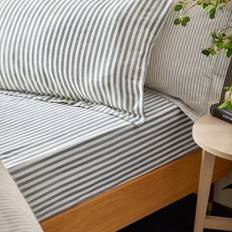 Yard Hebden Striped Fitted Navy Bed Sheet Blue
