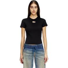 Diesel Dam Överdelar Diesel Ikoniskt T-shirt Slim Fit Bomull Oval D - Noir