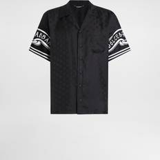 Soie Chemises Dolce & Gabbana Printed Silk And Denim Shirt Black