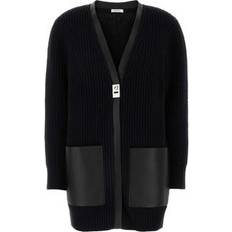 Ferragamo Cardigan Ferragamo Longline Cardigan With Leather Trim - Black