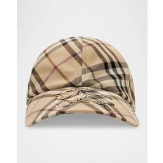Burberry Men Clothing Burberry Casquette Motif Check Baseball Cap Distressed Design - Beige