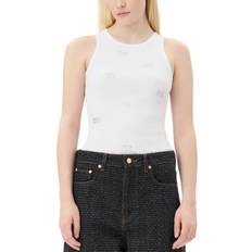 Ganni Toppe Ganni White Top With Rhinestone