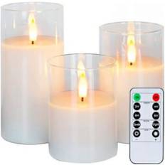 LEDlife LED Bloklys Sæt i Glas Ø7,5 cm Set of 3 LED-lys 3stk