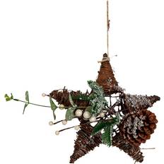 Ruskea Joulukuusenkoristeet Romimex Brown Green Polyethylene Star with Pine Cone Beads Christmas Tree Ornament