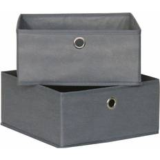 Set Med 2 Grå Förvaringslådor 28 x 28 x 13 cm