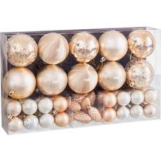 Plastic Christmas Tree Ornaments BigBuy Home Golden Plastic Baubles Set of 50 Christmas Tree Ornament