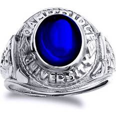 Sapphire Rings Jewelco London Mens silver sapphire-blue cz cambridge university college ring White