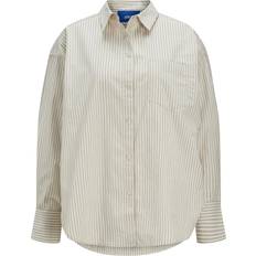 Beige - Dame Skjorter JJXX JXJAMIE Skjorte - Feather Gray Stripe