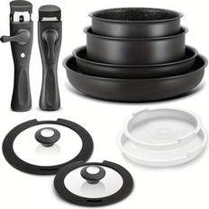 Temu Induction Hob Pans of 10 Pieces Cookware Set with lid