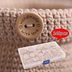 Hobbymaterial Temu Wooden Button Set 140pcs 15mm 20mm 25mm