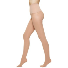 Natural Tights Hue Yoga Waistband Ribbed-Front Tights - Natural