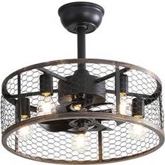 Bybafun 20-in Black Fan Kit Ceiling Flush Light