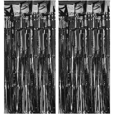 Black Doorway Party Curtains Uxcell Black Tinsel Curtain Backdrop 3.3ft x 8.2ft 2 Pcs