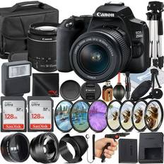 DSLR Cameras Canon SELLOUTDEALS, EOS 250D Rebel SL3 DSLR Camera with 18-55mm Lens 2 Pack SanDisk 128GB Memory Card Case Tripod Telephoto SV Premium Accessory Bundle