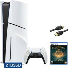 Game Consoles Sony Hyper-Tech (Record S/N) PlayStation 5 Slim Disc 2TB SSD Edition Bundle with EldenRing and Mytrix 8K HDMI2.1 Cable PS5 White