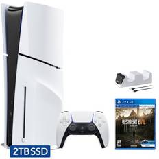 Game Consoles Sony Hyper-Tech (Record S/N) PlayStation 5 Slim Disc 2TB SSD Edition Bundle with Resident Evil 7 and C-Gamers Dual-Controller Charger PS5 White