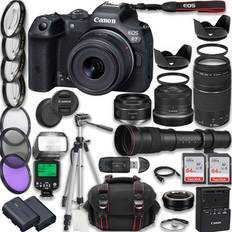 Digital Cameras Canon Paging Zone Inc. EOS R7 Mirrorless Camera with RF-S 18-45mm f/4.5-6.3 IS STM EF 75-300mm III RF 50mm f/1.8 STM 420-800mm HD Lenses 2X 64GB Memory Cards TTL Flash Extra Battery Tripod & More