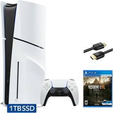 Game Consoles Sony Hyper-Tech (Record S/N) PlayStation 5 Slim Disc Edition Bundle with Resident Evil 7 and Mytrix 8K HDMI2.1 Cable PS5 White