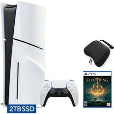 Game Consoles Sony Hyper-Tech (Record S/N) PlayStation 5 Slim Disc 2TB SSD Edition Bundle with EldenRing and Controller Case PS5 White