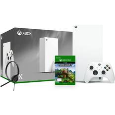 Game Consoles Microsoft Hyper-Tech (Record S/N) Xbox Series X 1TB All-Digital Robot White Console and Wireless Controller Bundle with Minecraft Full Game and Mytrix Chat Headset