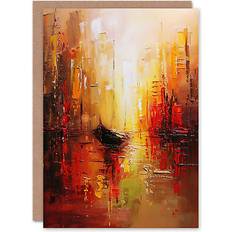 Gold Cards & Invitations ARTERY8 Gondola Canal Abstract Venice Fiery Gold Card