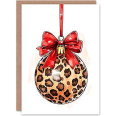 Anniversary Cards & Invitations ARTERY8 Single Leopard Print Bauble Bow Watercolour