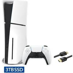 Game Consoles Sony Hyper-Tech (Record S/N) 2023 New PlayStation 5 Slim Upgraded 3TB Disc Edition Console Controller and Mytrix 8K HDMI Ultra High Speed Cable White Slim PS5 3TB PCIe SSD Gaming Console