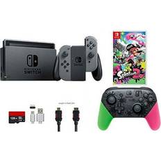 Game Consoles Nintendo Sunrise Mall, Switch Bundle (7 items) 32GB Console Gray Joy-con Switch Pro Controller Splatoon 2 Edition Game Disc Splatoon 2 128GB Micro SD Card Type C Cable HDMI Cable Wall Charger