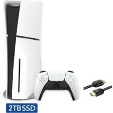 Game Consoles Sony Hyper-Tech (Record S/N) 2023 New PlayStation 5 Slim Upgraded 2TB Disc Edition Console Controller and Mytrix 8K HDMI Ultra High Speed Cable White Slim PS5 2TB PCIe SSD Gaming Console