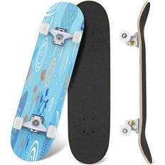 Skateboards PRXCM yantainingningsonggongyingliankejiyouxiangongsi, Skateboard Complete for Beginners Adults Teens 31 x 8 Winter abstract Memphis flower Organic autumn pattern Kids Maple Double Kick Concave Skateboards