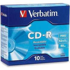 Optical Storage Verbatim Best Source Supplies, 2PK CD-R Recordable Disc 700 MB/80 min 52x Slim Jewel Case Silver 10/Pack (94935)