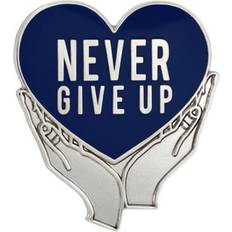 Blue - Women Brooches Pinmart Inc. Never Give Up Blue Awareness Heart Enamel Silver Lapel Pin